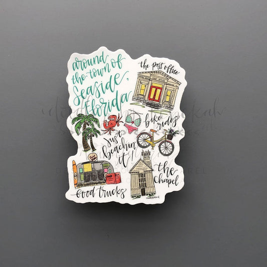 Around Seaside Florida Sticker - Doodles by Rebekah