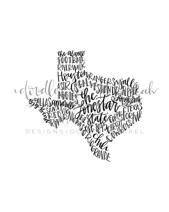 Texas Word Art Charcoal Tee - Graphic Tee
