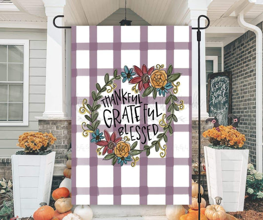 Thankful Grateful Blessed Garden Flag - Garden Flag