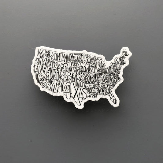 USA Map Sticker - Doodles by Rebekah