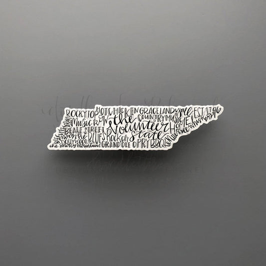 The Volunteer State Word Art Sticker - Doodles by Rebekah