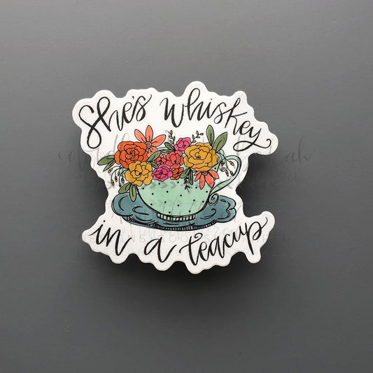She's Whiskey in a Teacup Sticker - Doodles by Rebekah